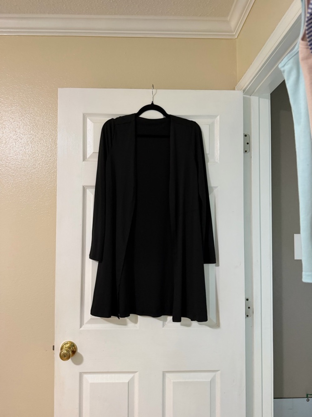 Classic Black Open Front Cardigan, tank, leggings set